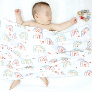 Happyflute ผ้าห่มผ้ามัสลินผ้าใยไผ่สำหรับเด็กแรกเกิดผ้าคลุมรถเข็นเด็กน่ารักผ้าขนหนูสำหรับให้นมบุตรขนาด120*110ซม.