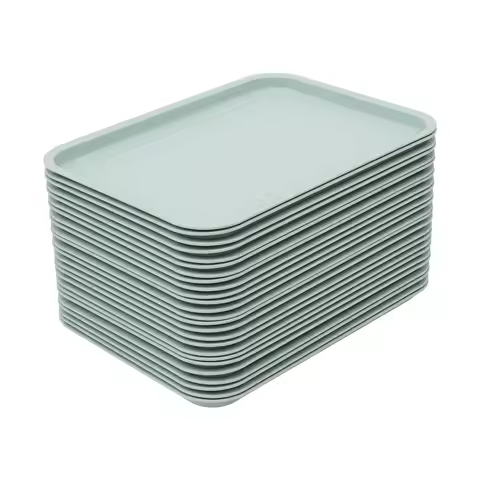 24Pcs Stackable Restaurant Trays Non-Slip Surface Commercial PP Food Serving Tray Set for Fast Food 