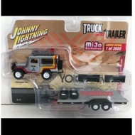 Diecast 1:64 Truck And Trailer Toyota Land Cruiser FJ40 Yokohama