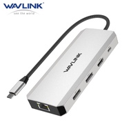 WAVLINK USB C ฮับสามตัวแท่นวางมือถือแล็ปท็อปแบบ12-In-1ตัวแปลงแบบหลายพอร์ตพร้อม HDMI แบบ4K DP แบบคู่1