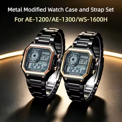 For Casio AE-1200 Watch Case Modified 3299 AE-1200WH AE-1300 Stainless Steel Case & Strap Metal Shel