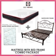 EE HOME COMBO SET Queen Size Bed Frame With Queen Spring Mattress Katil Queen Tilam Queen 10.5 INCH 
