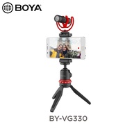 BOYA BY-VG330 Universal Smartphone Vlogger Filmmaking Video Kit (Includes Mini Tripod + Phone Mount + Clamp with Cold Shoe + Boya BY-MM1 Microphone)