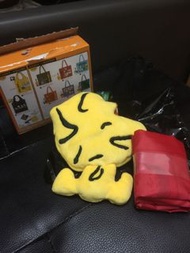 7-11換購史努比 snoopy niko and... 輕便環保袋 大頭公仔收納袋 5號Woodstock 紅色袋 黃色雀 剛拆 如面交可連盒連黑袋畀埋