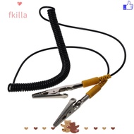 FKILLA Anti-Static ESD Grounding Cable, 2mm 180cm / 71" Coiled Cord, Male-to-Female Polyurethane PU,