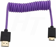HangTon 8K 4K 60p Mini HDMI to HDMI 2.1 Braided Coiled Cable for Nikon Z5 Z7 D750 Sony CX7 SR7E Cano