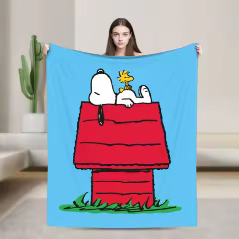 Snoopys Woodstock Doghouse Blanket Cover Flannel Super Soft Throw Blanket for Bed Bed Rug