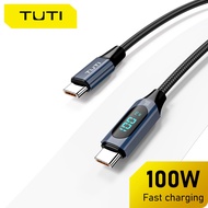 TUTI 100W 480Mbps High-Speed USB C to USB C Cable with LED Display Nylon Braided Fast Charging for L