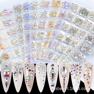 Zircon Rhinestone Accessories Hexagon Cube Box Hologram Rainbow Nail Decoration