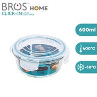 Bros Home "Click-In" Glass Container - Round 600ML