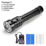 Asafee DX4 Diving Scuba Flashlight 8000LM Flashlight XM-L U2 LED Diving Flashlight Torch Brightness 
