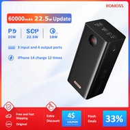 ALI🌹ROMOSS PEA60 Powerful Power Bank 60000mAh 22.5W SCP PD QC 3.0 Fast Charge External Battery Portable Powerbank For Xi