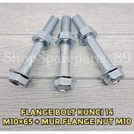 (25-50 SET) K14 FLANGE BOLT Bolt M10+365 + FLANGE NUT M10 KEY 14 MONOSHOCK BOLT/ + M10 NUT