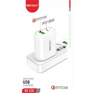 ONESAM OS-C28 Auto MAX Auto ID 18W PD 3.0 Qualcomm Quick Charge Home Adapter Fast Charging USB Charg