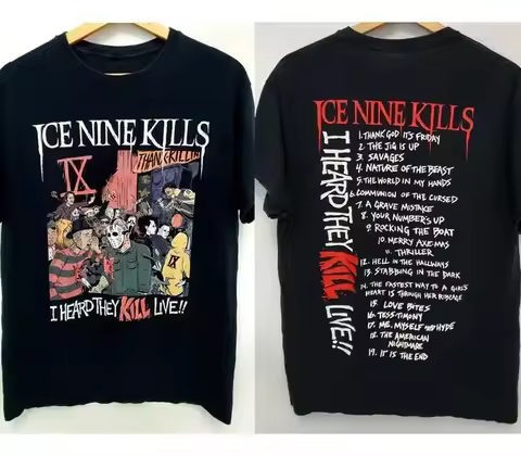 Ice nine kills heard the kill live 2 sided T shirt basic black Unisex S-3XL