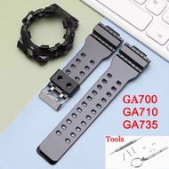 Resin Watch Band Case for Casio G-shock Series GA700 GA710 GA735 Silicone Rubber Watch Starp Bezel F