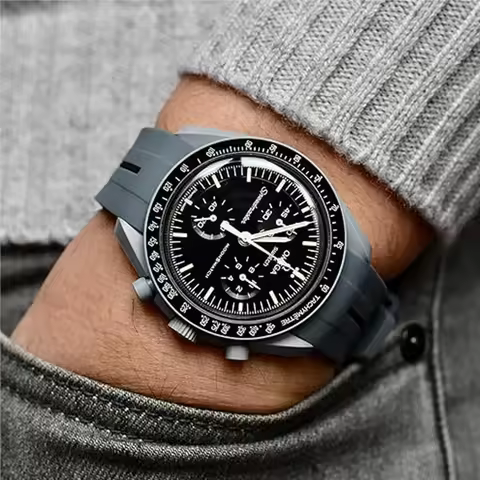 Silicone Watch Band for Omega X Swatch joint MoonSwatch Planet Curved End TPU Rubber Strap Men Women