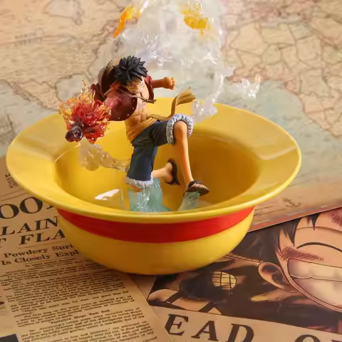 ONE piece Luffy Straw Hat Bowl Cute Ramen Bowl Cartoon Household Ceramic Tableware Noodle Bowl Chops