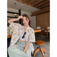 ohho Floral Short-Sleeved Shirt Holiday Style Loose Fit Cute Look Good Comfortable To Wear Slim Larg