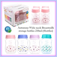 Autumnz 7oz WIDE neck Breast milk breastmilk storage Bottles - BPA free 100% food grade PP material compatible with Avent Spectra breast pump (4 bottles)