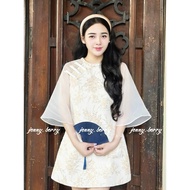 (EXCLUSIVE REAL PHOTOS) Linda dress - Women's dress, women's dress, round neck ao dai CNY, innovativ