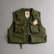 < White Wood 11 > 70-80S COLUMBIA FISHING VEST Colombia Army Green Pocket Fly B