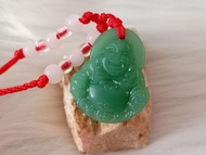 🍀 P322 - Natural Du Long  Jade " Laughing Buddha " Pendant with Necklace Rope 天然独龙玉 " 笑佛 " 佛公 吊坠 配项链