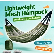 Hammock Pacak Buaian Gantung 260x130cm Mesh Breathable Camping Hammock Outdoor Hiking Travel with Ro