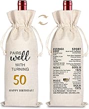 50th Birthday Wine Bag Gift, 50 Years Old Gift Idea, Personalized birthday wine Bag, Fifty Birthday 