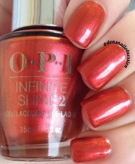 พร้อมส่ง OPI Infinite Shine - Now Museum Now You Don't ยาทาเล็บ สีแดงออกส้มสดใส มีชิมเมอร์ สวยยยย แอบเปลวิทเทอร์ แท้ 💯%