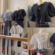 (Free strapless top) Nana Nana21 bow tie babydoll shirt A6739