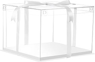 XININSUN 6Pcs Clear cake Box Large Cake box with Ribbon, 12X12X7inch,Ideal for Large 10" and 12" Inc