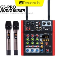 Deuahub G5PRO Audio Mixer 5-Channel Includes 2 metal wireless microphones EQ Effect DSP Signal USB