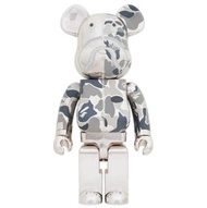 MEDICOM TOY BE@RBRICK BAPE CAMO SHARK SILVER 1000%
