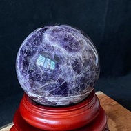 天然紫水晶球 夢幻虎牙紫水晶球11公分 附南瓜旋轉球座  ※–269
