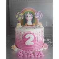 kue ulang tahun karakter hello kitty unicorn/ cake birthday custom - brownies diameter 20