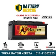 Installation Provided DIN105 DIN105L LN6 Banner AGM Advanced Start Stop Car Battery Bateri Kereta BM