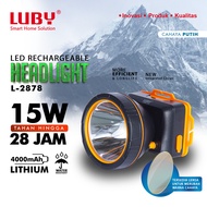 Luby Senter Kepala LED Super Terang Lithium L 2878 LAMPU PUTIH 15Watt Rechargeable Tahan 28 Jam