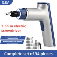 ‌3.6V Cordless Electric Screwdriver with 34Bits Adjustable Torque Rechargeable Li-ion Battery