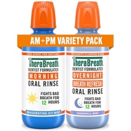 TheraBreath AM + PM Mouthwash Bundle, Morning & Overnight Rinses, 16 fl oz (2-Pack)