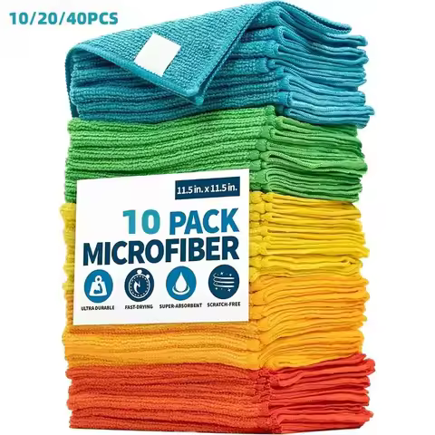 10pcs 11.81x11.81in Microfiber Cleaning Towel (Assorted Colors) - Lint-Free & Super Absorbent for Ho