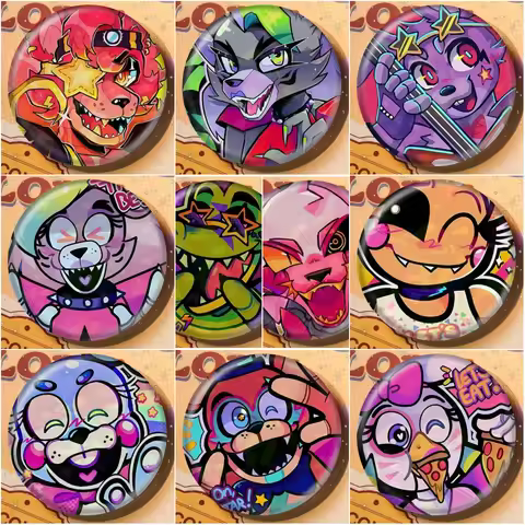 58mm Game Horror F-Fnaf SquareS Cosplay COSTUME Badge Pin SPTE Tinplate Brooch Porp Gilf