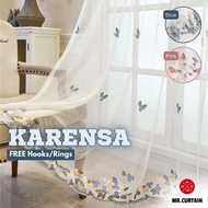 MR.CURTAIN Karensa Sheer Langsir Lace Bersulam Bunga Siap Jahit Cangkuk & Ring / Ready Made Day Curt