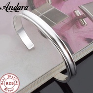 Andara 925 Silver 7Mm Smooth Open Bangle For Men Women Fashion Jewelry Party Gifts