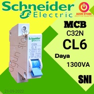 Mcb Schneider 6A 6 Ampere 1 Phase Biru C32N Listrik PLN Daya 1300W KWH kilo meter pln anti jeglek