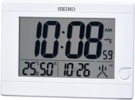 Seiko Clock SQ447W Radio Controlled Table Clock, White, Digital, 5.9 x 8.3 x 0.9 inches (150 x 210 x 22 mm)