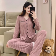 Pajamas Chest Pad Pajamas [High Goods] Cashmere Suit with Chest Pad (Fixed) Home Clothes Winter Warm