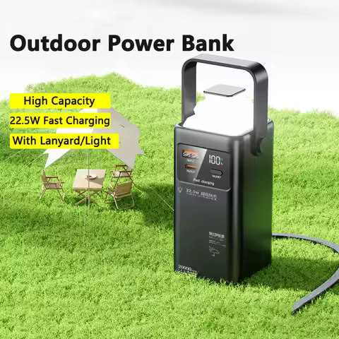 Power Bank 80000mAh Built in Cable 22.5W Fast Charger Powerbank External Battery Pack for iPhone Xia