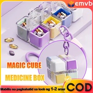 Magic Cube Pill Box Portable Medicine Organizer with 8 Grids Sealed Pill Storage Box Dispense