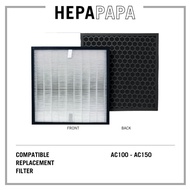 Delonghi AC100 - AC150 Compatible HEPA & Activated Carbon Filter [HEPAPAPA][7 Days Warranty][Free Al